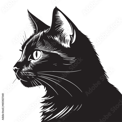 black meow Silhouette Vector, High Quality Illustration on White Background