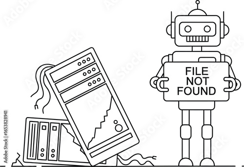 File not found error broken computer robot system failure icon