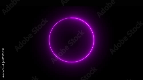 circle glow border, alpha channel, seamless loop, abstract glowing neon line cyan color circular lens animation neon light on black background, vertical design.