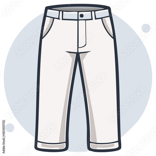 Clean White Trousers Classic Apparel Minimalist Design Illustration