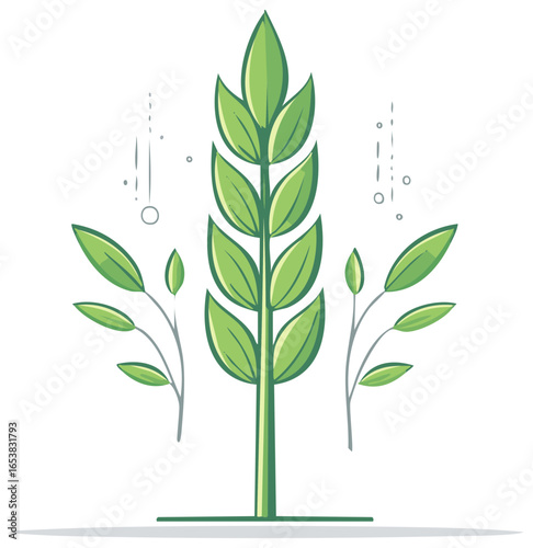 Fresh green stylized plant illustration symbolizing new beginnings and environmental vitality