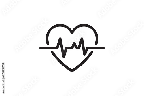 Heartbeat and ECG Line Icon for Medical and Fitness Use