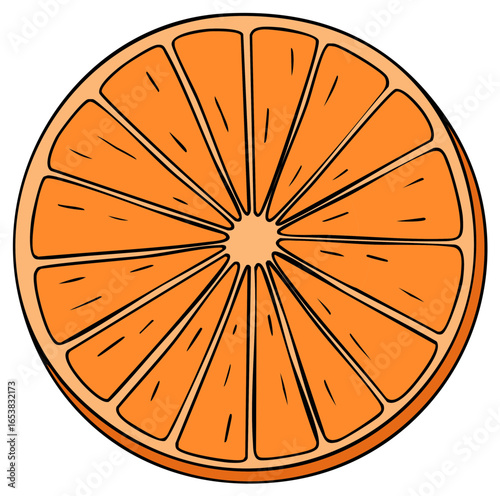 Bright Orange Fruit Slice Vector Illustration Healthy Citrus Food Element