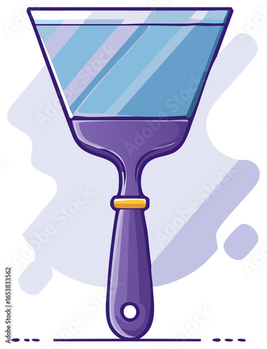 Cartoon Illustration of a Putty Knife or Spatula Tool for Home Renovation and Wall Repair