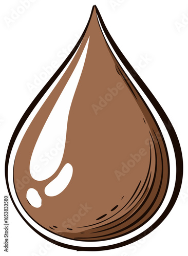 Glossy Brown Liquid Drop with Highlighted Reflective Surface