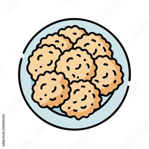 Plate of Hanukkah latkes in cartoon style