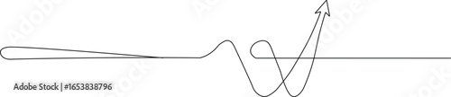 Continuous one line drawing of growth chart with arrow symbolizing success, progress and business development