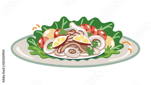 Delicious seafood salad recipe with lemon dressing fresh ingredients and healthy eating culinary delight
