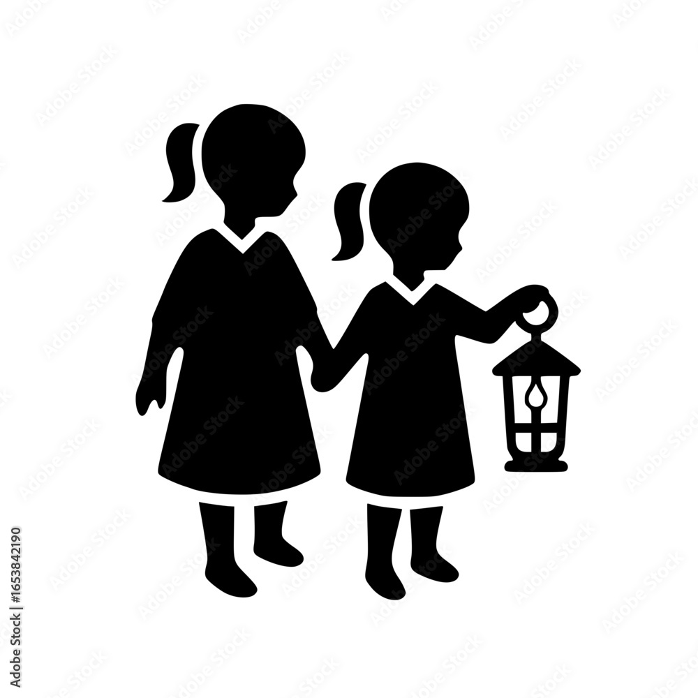 Kids with Lanterns Icon Kids with Lanterns Icon