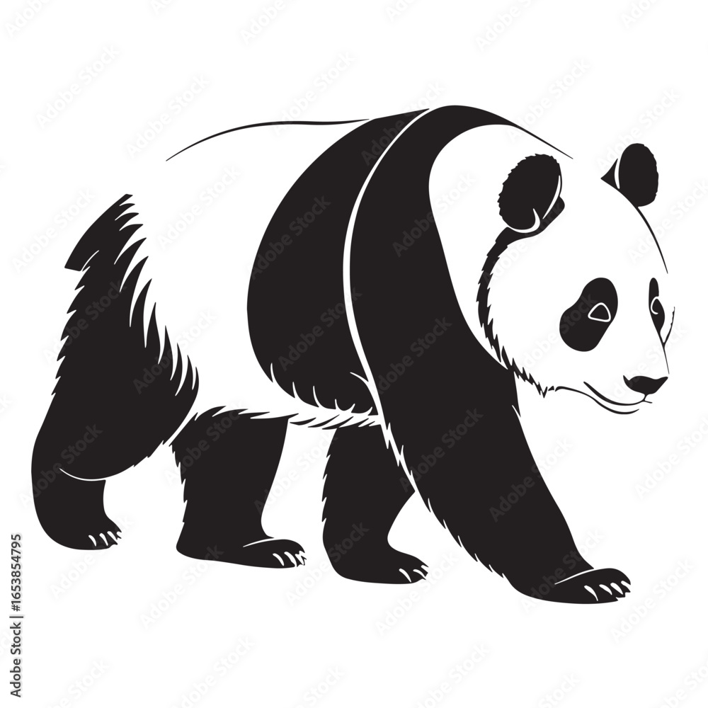Naklejka premium black panda Silhouette Vector, High Quality Illustration on White Background