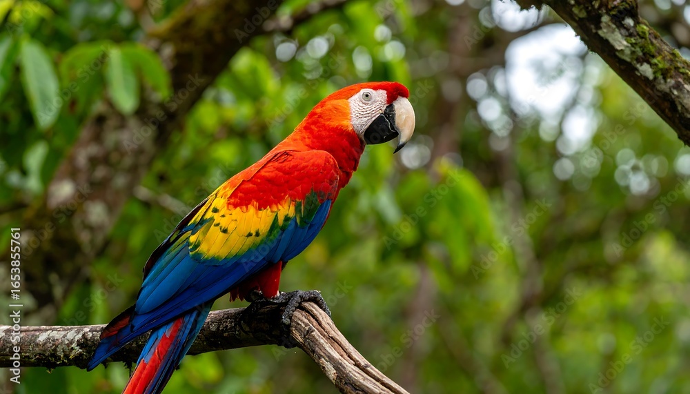 Fototapeta premium Colorful parrot perched on a branch (1)
