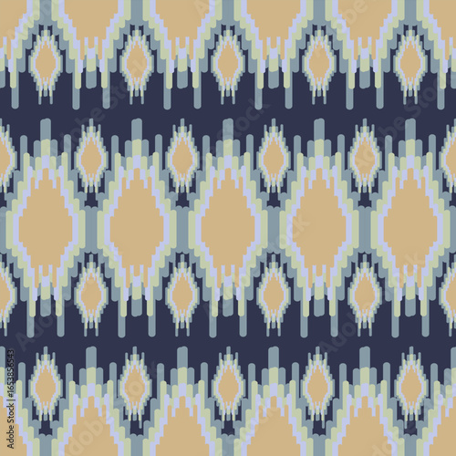 Ikat-style works are suitable for fashion fabric patterns bright interior decorations and various appliances.