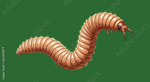 Illustrated compost worm crawling showcasing segmented body and bristles ideal for educational materials biology textbooks illustrating decomposition and soil health highlighting environmental science