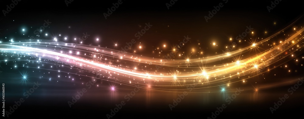 Naklejka premium Glowing wave of light, dark background