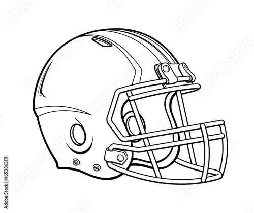simple classic american football gridiron helmet outline line drawing icon symbol logo black and white silhouette vector isolated on transparent background