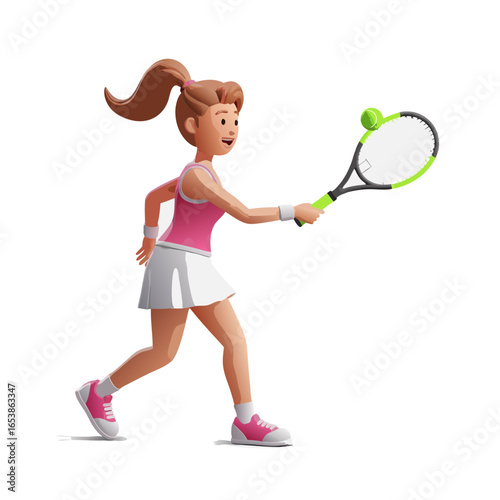 Young girl holding racket ready for tennis match