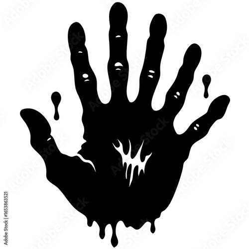 Bloody handprint silhouette vector illustration