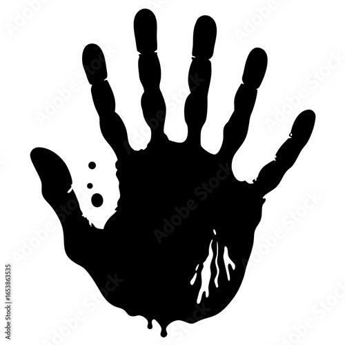 Bloody handprint silhouette vector illustration