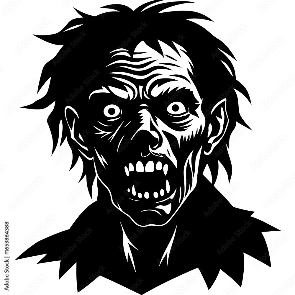 Fototapeta premium Zombie face silhouette vector illustration