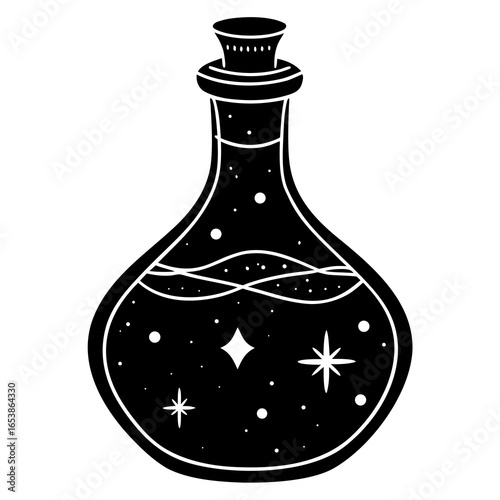 Magic potion bottle silhouette vector illustration