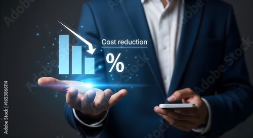 Wallpaper Mural An arrow points down along the curve, clearly representing the concept of cost reduction and a decrease in expenses over time. Torontodigital.ca