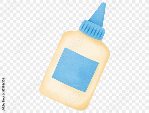 Watercolor glue bottle for school crafts.vector