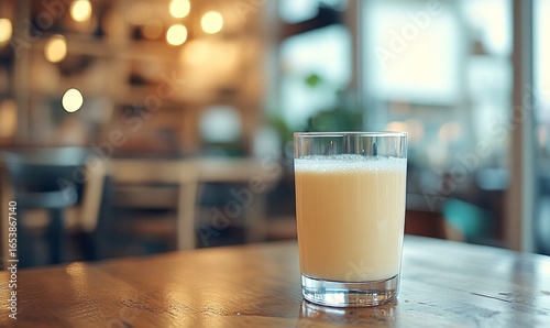 Fresh glass of non-homogenized milk, prominently displaying a creamy top layer, indicative of high-quality, eco-friendly dairy farming practices, Generative AI