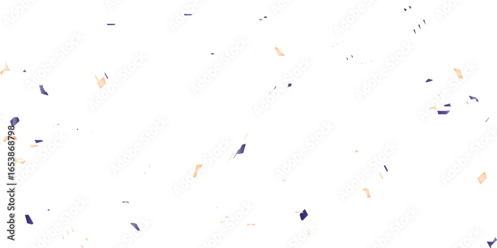 Obraz premium A festive and celebratory abstract background with a multitude of scattered confetti and streamers in blue and orange, creating a joyful, dynamic pattern on a clean white background.