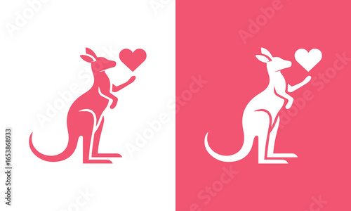 Romantic Kangaroo Silhouette, Pink and White Minimalist Design, Valentine's Day, Australia