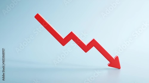 Human figures standing at the bottom of the image with a large red arrow pointing down from above, symbolizing declining birth rates.