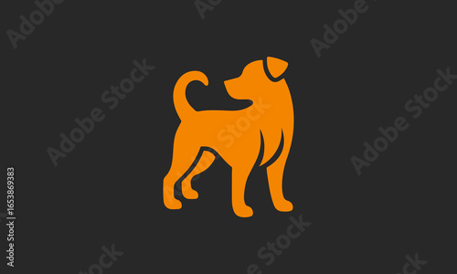 Minimalist Orange Dog Silhouette,  Modern, Clean Logo Design for Pet Brands