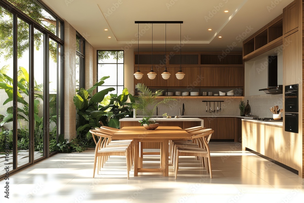 Interior design of a modern apartment, featuring a black sofa and stone-tiled walls in the living room. 3D rendering, Generative AI Interior design of a modern apartment, featuring a black sofa and stone-tiled walls in the living room. 3D rendering, Generative AI