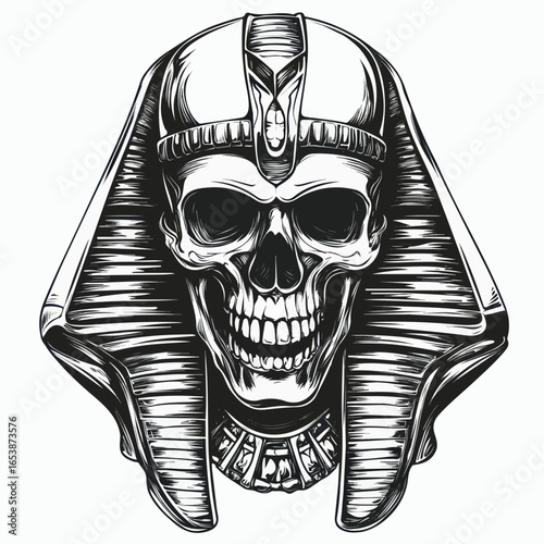  Ancient Egyptian Pharaoh Skull Illustration | Memento Mori Cultural Vector