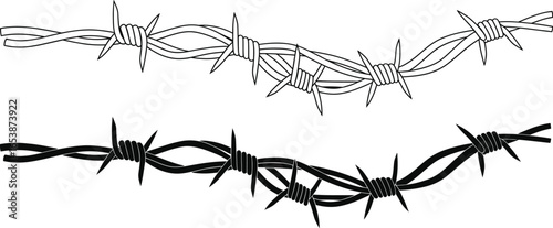 Barbed wire fence vector illustration design element art