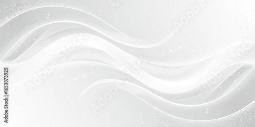 Minimal abstract waves in white and gray tones with flowing curves and snowy texture, ideal for modern design backgrounds.