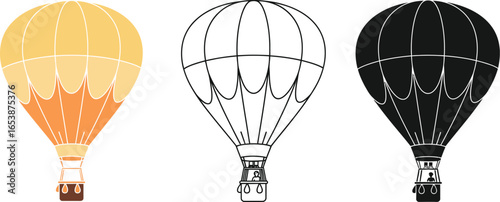 Hot air balloon vector illustration drawing silhouette art