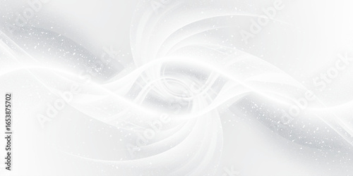 Abstract background featuring soft, overlapping curves in a monochromatic palette of white and gray, with a faint glitter effect.