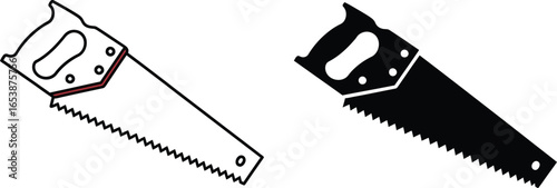 Saw hand tool vector illustration for carpentry and woodwork
