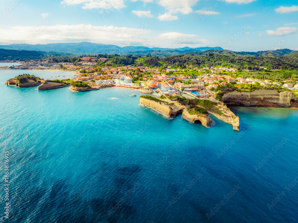 Fototapeta premium Canal d'Amour or Kanali tou Erota on Corfu In Greece. Greek town Sidari.