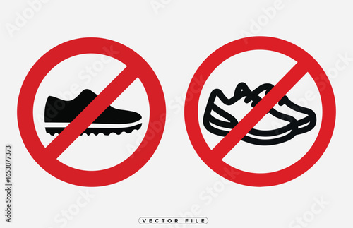 No shoes or sandals allowed sign vector illustration