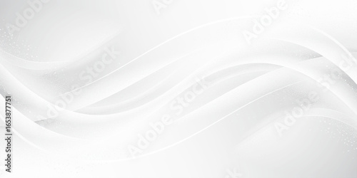 Monochrome abstract waves with snowfall particles and soft gradients in grayscale, ideal for modern design and backgrounds.