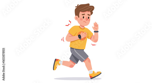Boy Experiencing Chest Pain While Running.