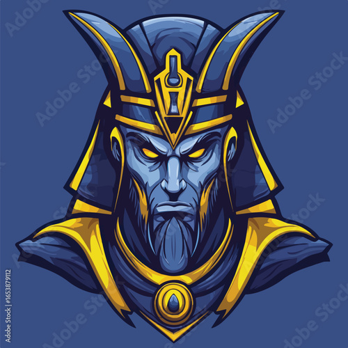 Golden Egyptian Pharaoh Deity Head | Ancient Cultural Icon Vector Art