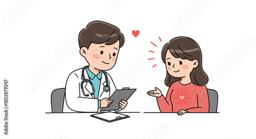 Doctor Consulting Patient in Healthcare Setting Illustration.