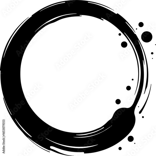 Sketchy emblem of a careless circle drawn by a young artist. Engraving minimalistic vector in black ink drawing on transparent background