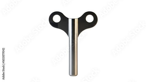 Wind up key metal silver chrome toy clockwork mechanism device winder antique vintage retro isolated 100 chars on transparent background