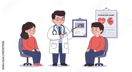 Doctor Explaining Health Chart to Patients.