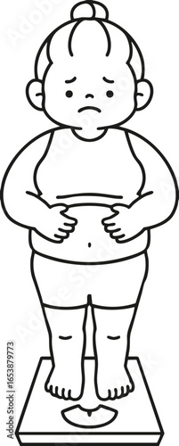 a fat woman whose weight is measured