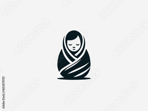 Soft baby blanket with gentle folds and secure edges in comforting vector logo