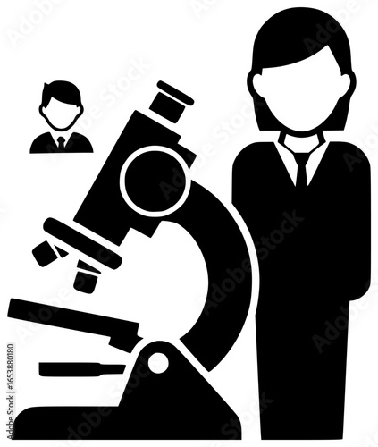 microscope in school laboratory with various slides for biology lesson and student research purposes